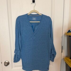 Express Heather Blue Long Sleeve Top
